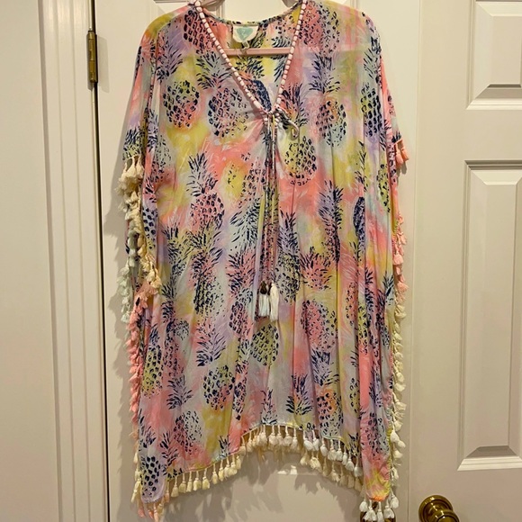 Cover up caftan in adorable block print style - Picture 1 of 9